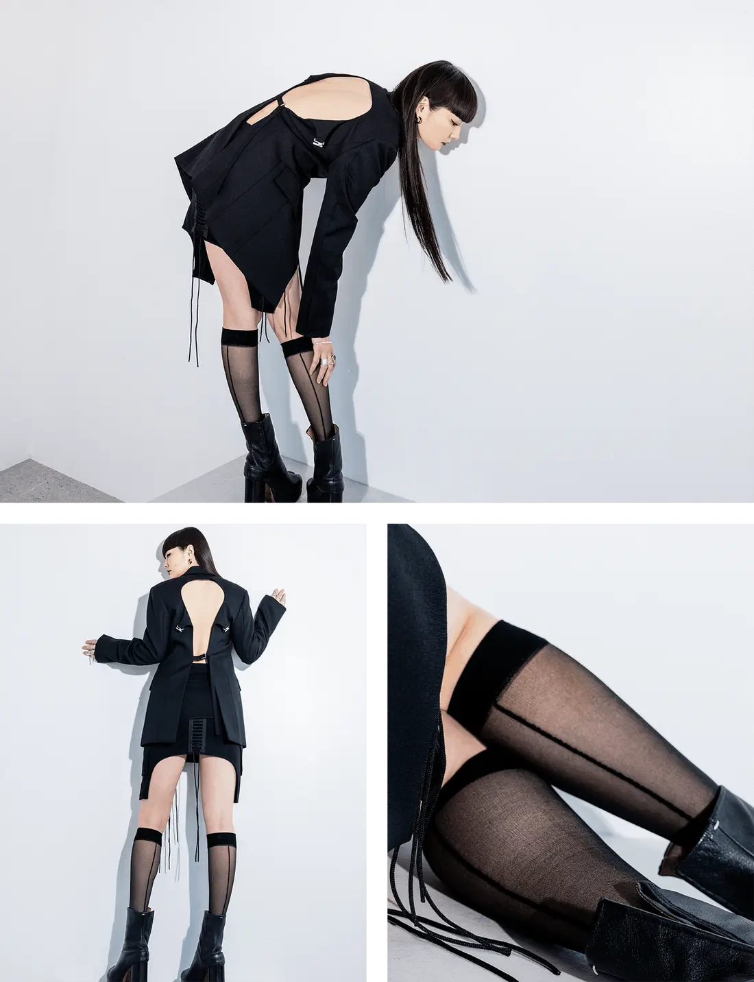 Hohe Tabi-Socke mit hinterer Naht Collab Kozue