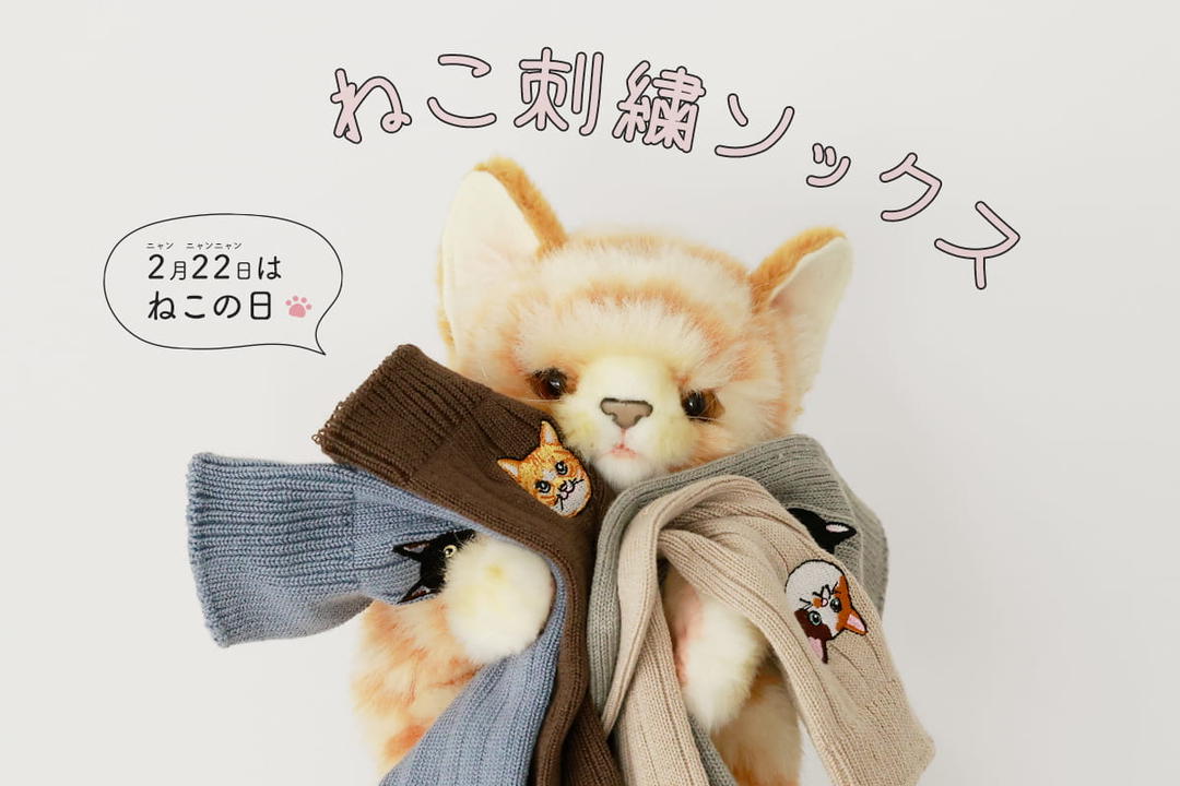 ねこの日刺繍ソックス | 靴下屋公式通販 Tabio オンラインストア