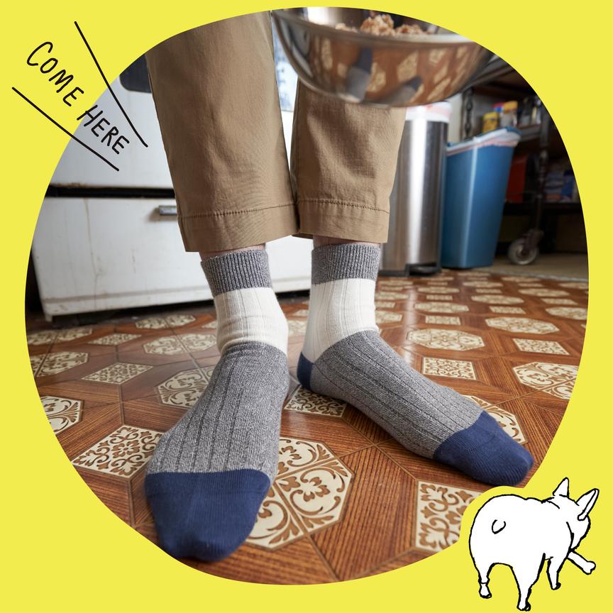 男性へのギフト人気No.1のリブカラーパネルソックス